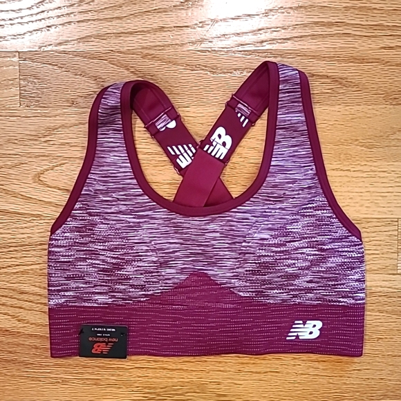 New Balance Raspberry Crossback Medium-Impact Sports Bra - Picture 1 of 4